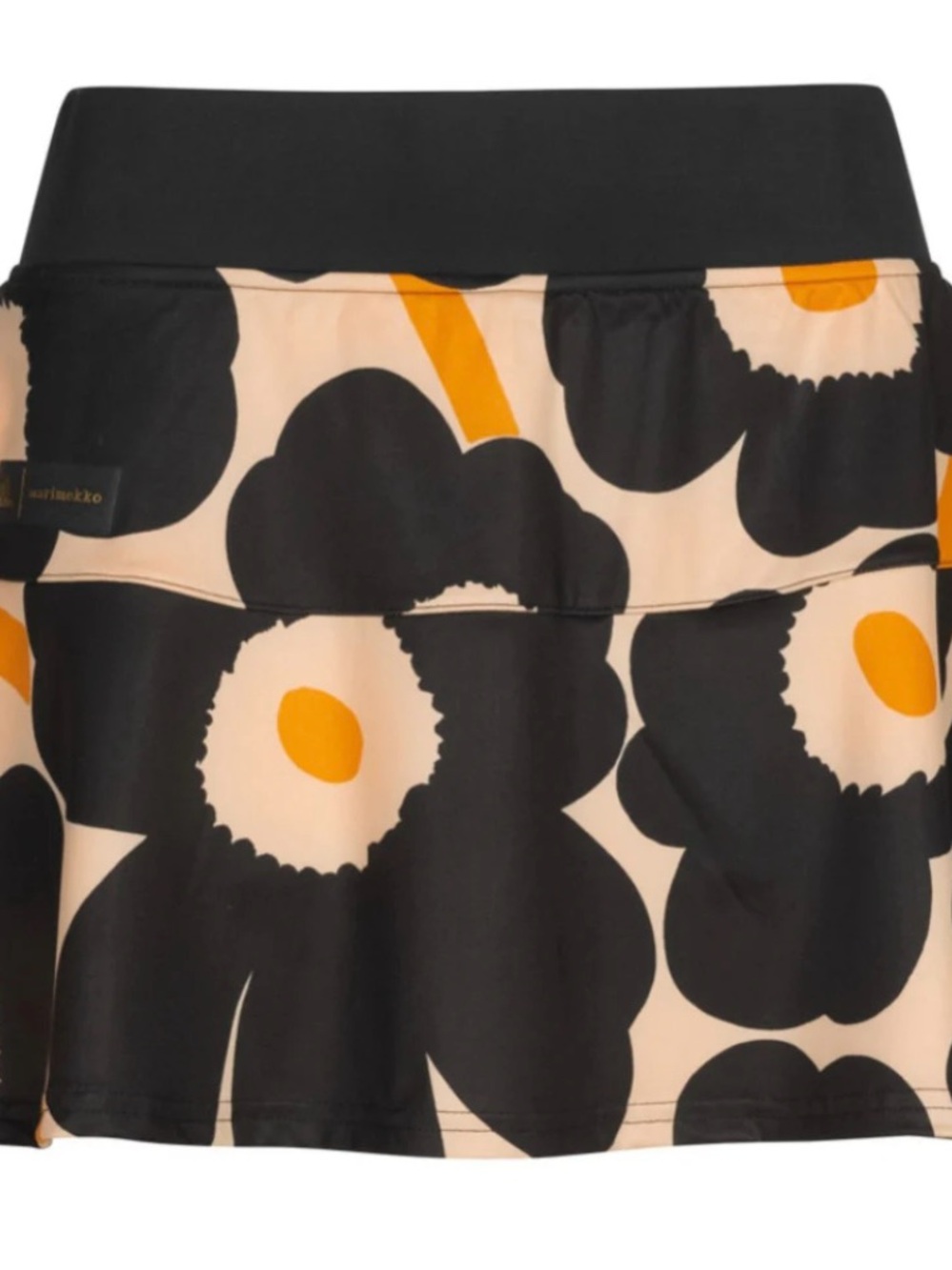 adidas Black Cream Floral Athletic Skort with Orange Details